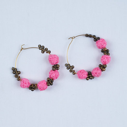 Pink Ball Ghungroo Earrings