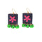 Navy Blue Felt square Earring