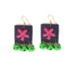 Navy Blue Felt square Earring