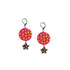 Pink Chain Earrings with Yellow French Knots