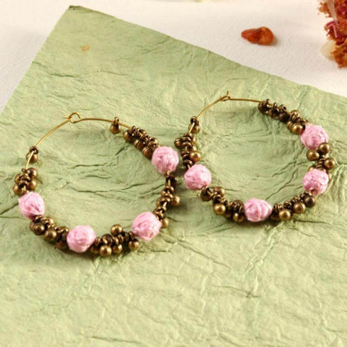 Pink Ball Ghungroo Earrings