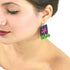 Navy Blue Felt square Earring