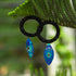 Black Circular Evil Eye Earrings