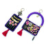 Rectangular Embroidered Earrings with Tassel, Golden Discs and Thread Rings