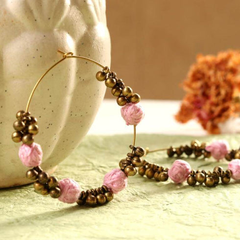 Pink Ball Ghungroo Earrings
