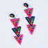 Pink and Blue Three Floor Triangular Earrings