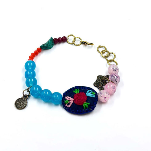 Pink Blue Floral Wristband