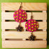 Pink Chain Earrings with Yellow French Knots