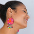 Pink Big Ball Floral Earrings