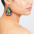 Blue Felt Embroidered Earrings