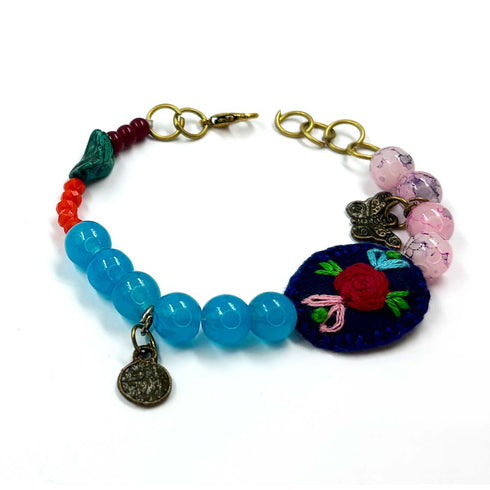 Pink Blue Floral Wristband