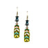 Olive Rectangular Embroidered Earrings with Crystal Beads