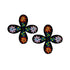 Black Four Petal Earrings with Crystal Beads