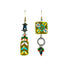 Mismatch Squarec Olive Green Earrings with Crystal Beads