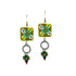 Olive Square Embroidered Earrings with Crystal Beads