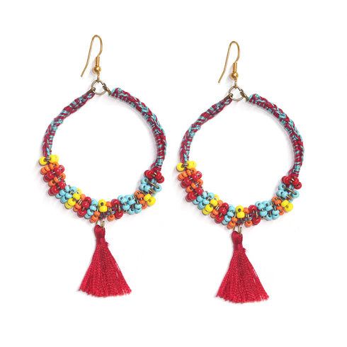 Rainbow Beaded Loop Earring