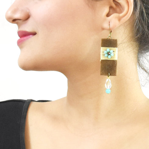 Rectangular Tanned Earring