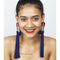Indigo Long Tassel Petal Embroidered Earrings
