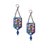 Blue Rectangle Tear Drop Earrings with Crystal Beads