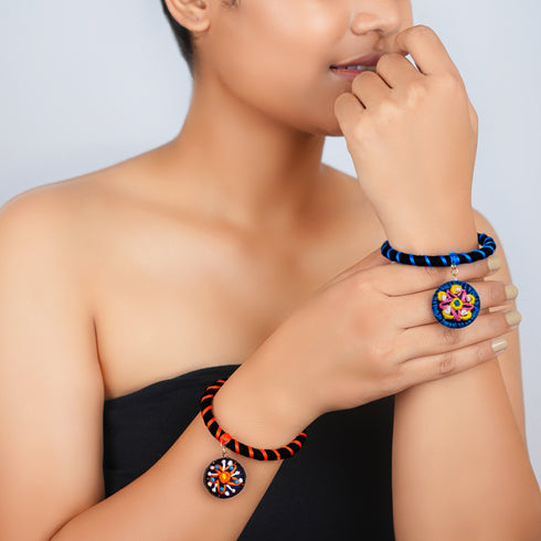 Circular Floral Tassel Bangle