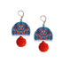 Blue Dome Shaped Orange Ball Earrings