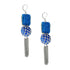 Rectangular Beaded Fabric Ball Earring
