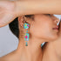 Turquoise Square Earrings with white Tear Drop Crystal Beads