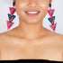 Pink and Blue Three Floor Triangular Earrings