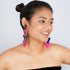 Pink and Blue Three Floor Triangular Earrings