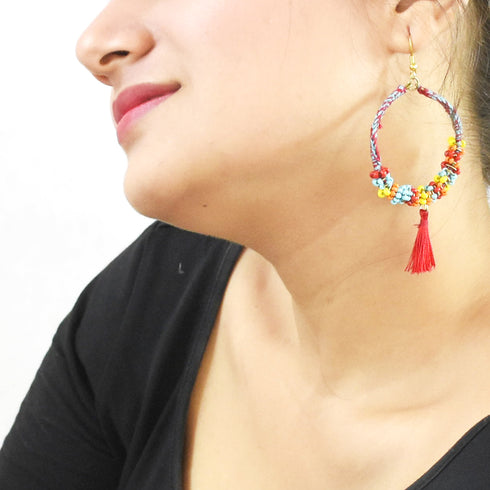 Rainbow Beaded Loop Earring