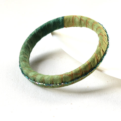 Green Bangle with Beads