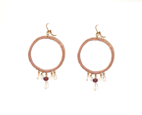Beige Crochet Loop Earrings