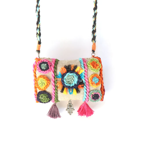 Off White Multicolored Braided Necklace