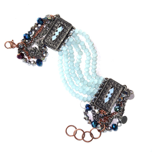 Chic Silver Sky Blue Bracelet