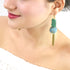 Rectangular Beaded Fabric Ball Earring