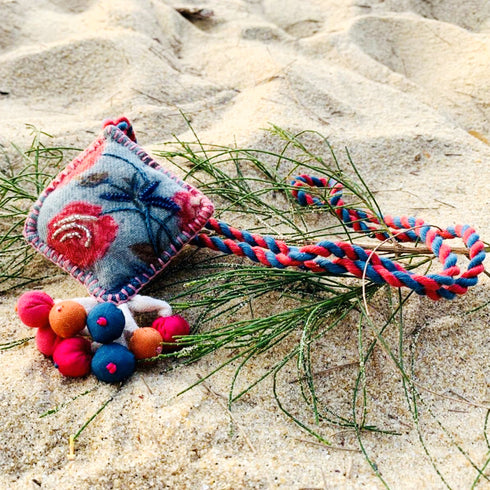 Fabric Diamond Pompom Necklace