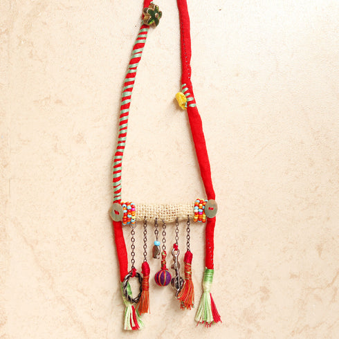 Red Cotton Thread Pipe Necklace