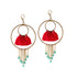 Red Tassel Metal Double Hoopla Earrings